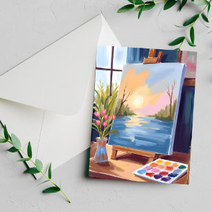 Toile d'artiste   Carte de peinture à l'aquarelle 