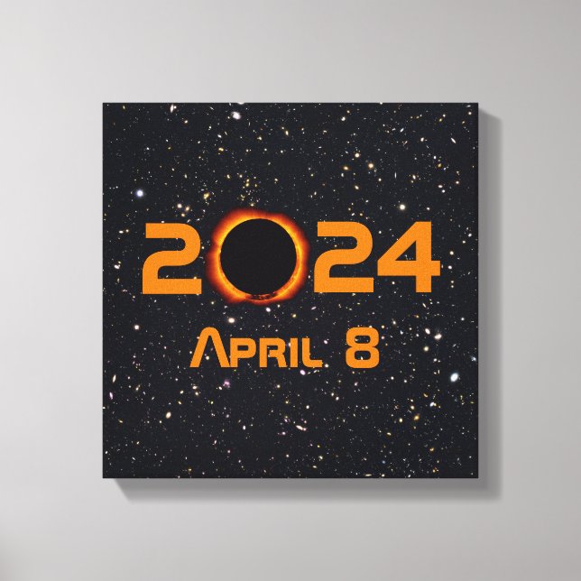 Toile Date de la éclipse solaire totale 2024 Ciel étoilé (Recto)
