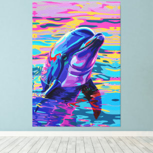 Toile Dauphin vibrant – Rêve coloré de l'océan