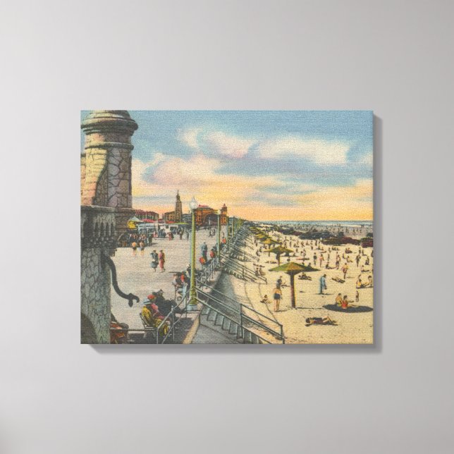 Toile Daytona Beach, FL - Boardwalk Vue sur la plage (Recto)