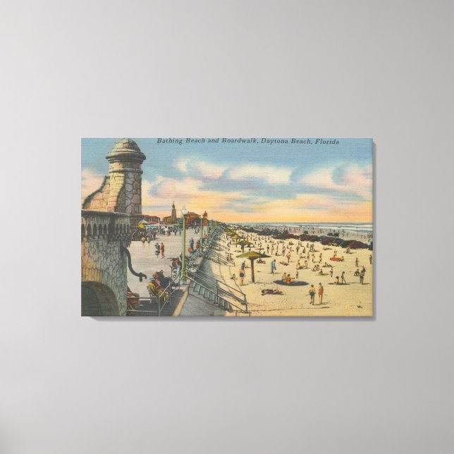 Toile Daytona Beach, FL - Boardwalk Vue sur la plage (Recto)