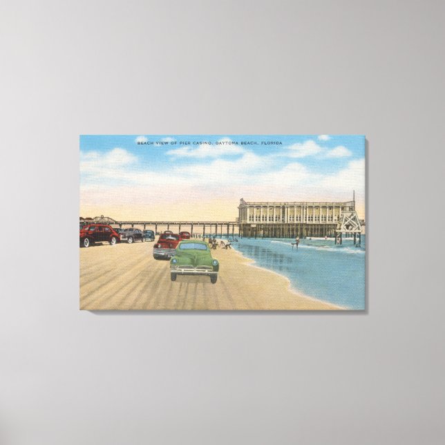 Toile Daytona Beach, FL - Vue sur la plage de Pier Casin (Recto)