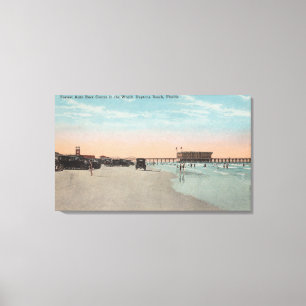 Toile Daytona, FL - Vue sur la plage avec voitures &
