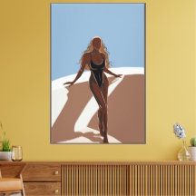 Toile de 40" x 60" Bikini Illustration Femme Envel