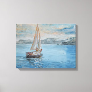 Toile de bateau à voile aquarelle vintage pour mur