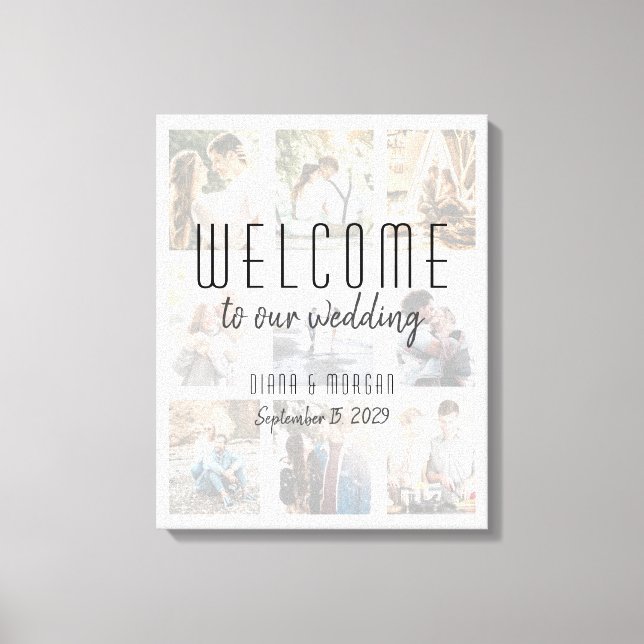 Toile de Bienvenue de Mariage de Collage de Photo (Recto)