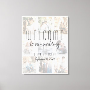 Toile de Bienvenue de Mariage de Collage de Photo