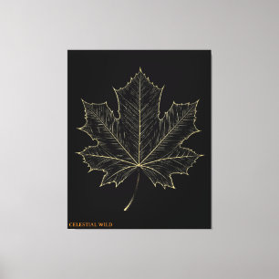 Toile de botanique Feuille d'érable dorée Cadeau