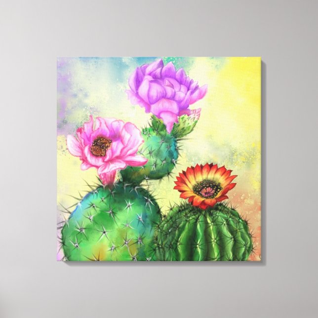 Toile de Cactus coloré Imprimer - Peinture (Recto)