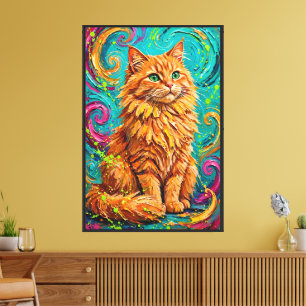 Toile de chat duveteux expressionniste abstrait
