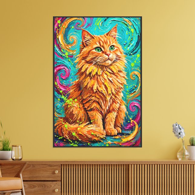 Toile de chat duveteux expressionniste abstrait  (Insitu(Salon))