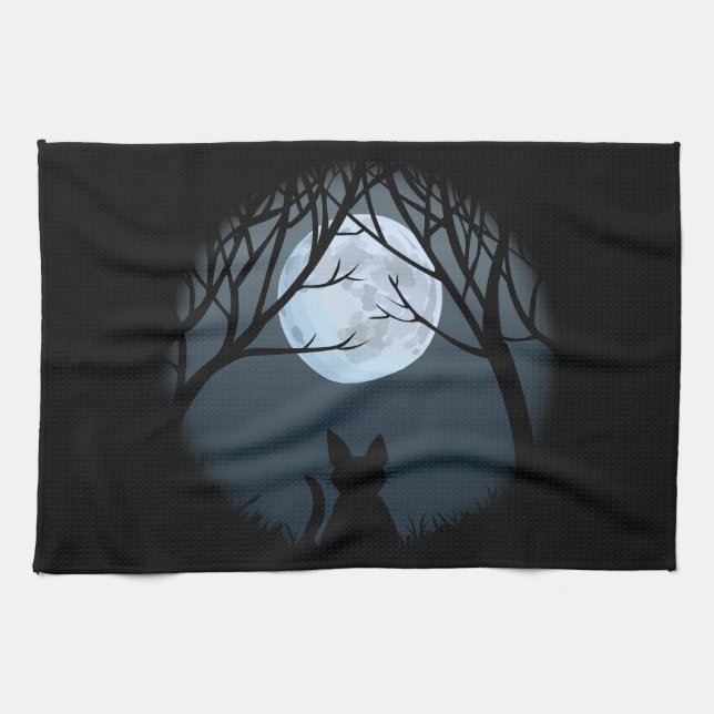 Toile de chat Gras Chat Noir Serviettes de thé Art (Horizontal)