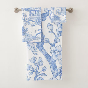 Toile de chinoiserie bleue Dragon Fleur de cerisie