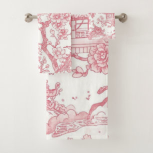 Toile de chinoiserie rose dragon fleur de cerisier