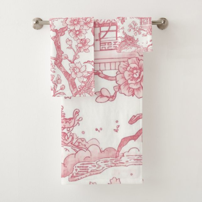 Toile de chinoiserie rose dragon fleur de cerisier (En situation)
