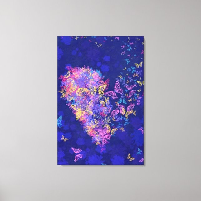 Toile de cœur de papillon Amour - Peinture (Recto)