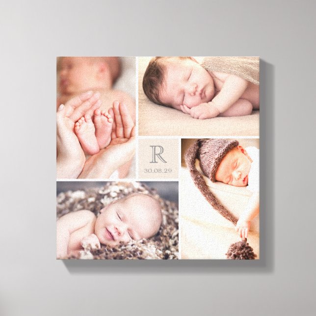Toile de collage photo de nurserie avec monogramme (Recto)