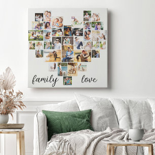 Toile de collage photo en forme de cœur d'amour fa