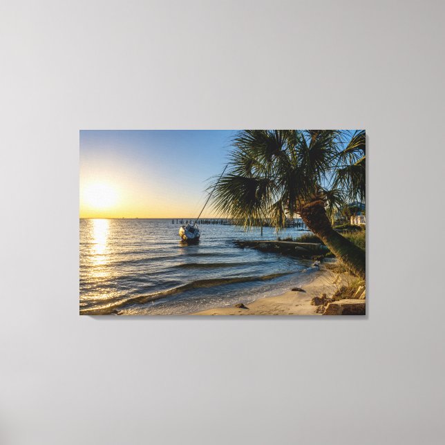 Toile de coucher de soleil de palmier en Floride (Recto)