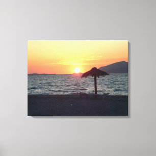 Toile de coucher du soleil de plage de la Grèce
