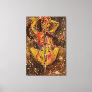 Toile de dame au violoncelle - Impression dans l'e