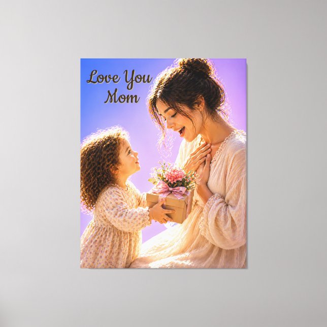 Toile de décoration cadeau maman Love You (Recto)
