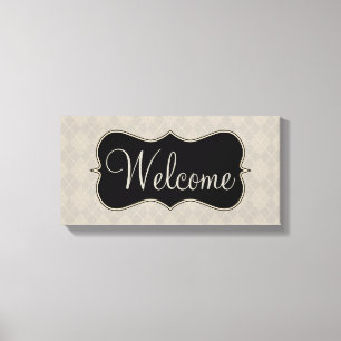 Toile de décoration signe de bienvenue Argyle Gris