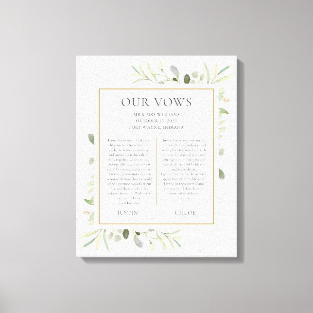 Toile de feuillage de verdure de voeux de mariage  (Recto)