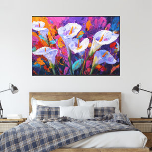 Toile de fleurs abstraites – Peinture florale vibr