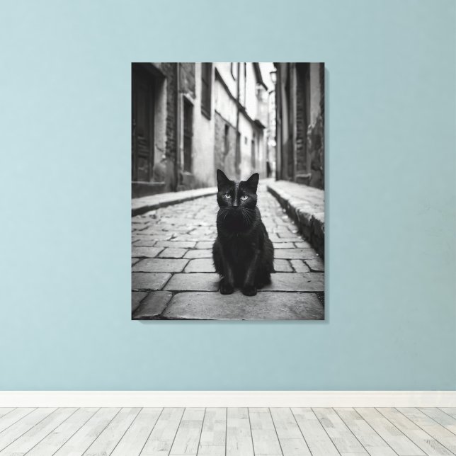 Toile de fond d'art murale de l'allée du chat noir (Insitu (Plancher de Bois))