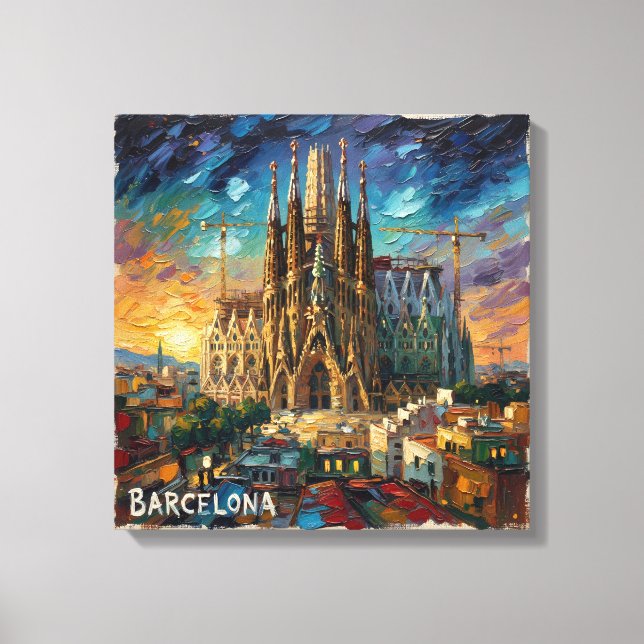 Toile de fond de ville de Barcelone Sagrada au cou (Recto)