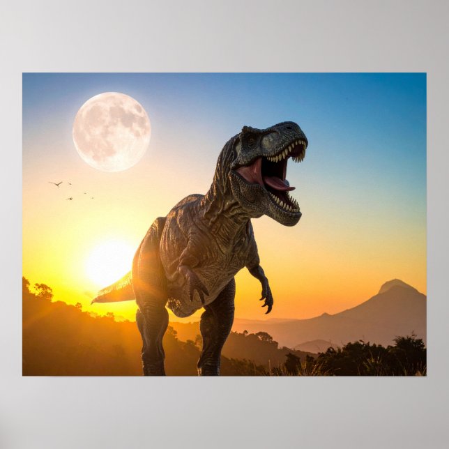 Toile de fond T-Rex – Décoration de dinosaure rugi (Devant)
