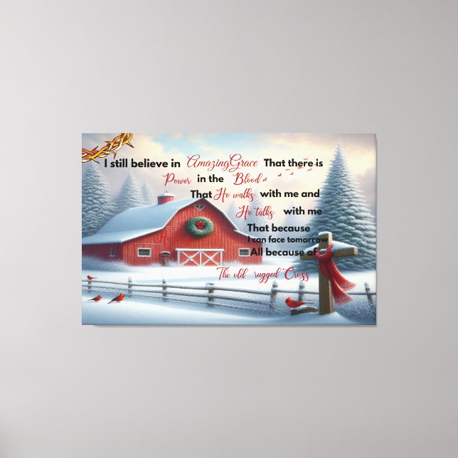 Toile de grange rustique Je crois toujours en Grac (Recto)