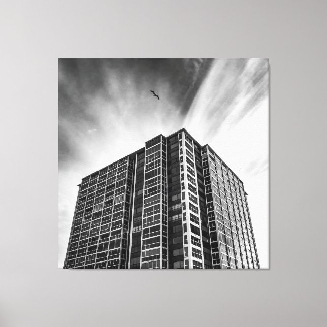 Toile de gratte-ciel moderne Noir et Blanc Art mur (Recto)