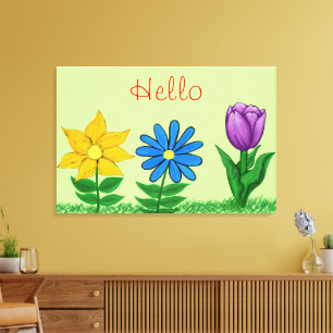 Toile de jardin floral jaune bleu violet