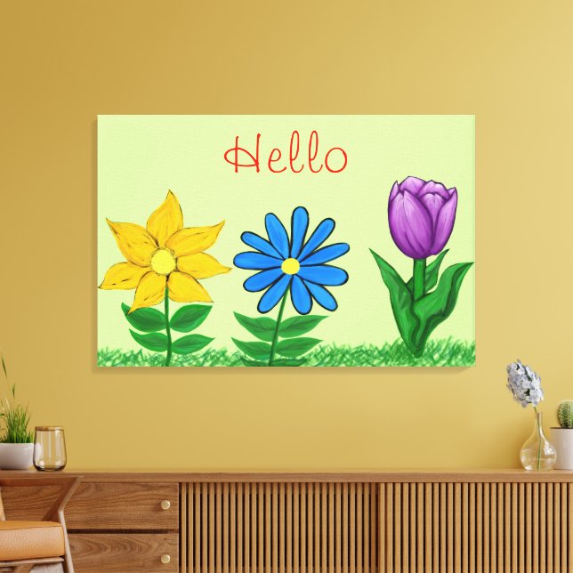 Toile de jardin floral jaune bleu violet (Insitu(Salon))
