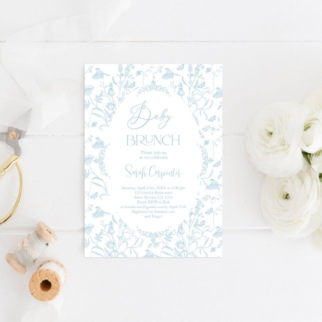 Toile De Jouy Baby shower Brunch Boy Invitation (Créateur téléchargé)