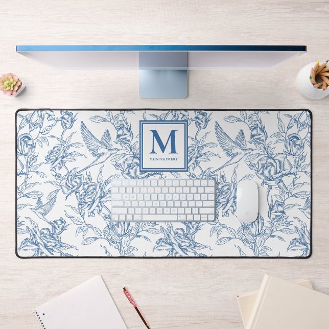 Toile de Jouy bleue monogramme nom (Créateur téléchargé)