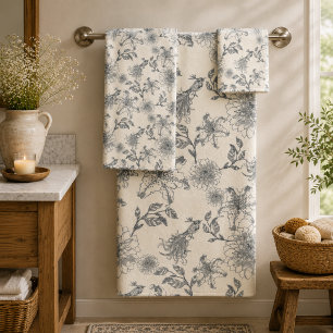 Toile de Jouy botanique oiseaux campagne rustique