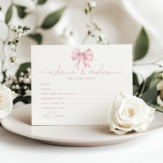 Toile de Jouy Bow advice and wishes bridal card (Créateur téléchargé)
