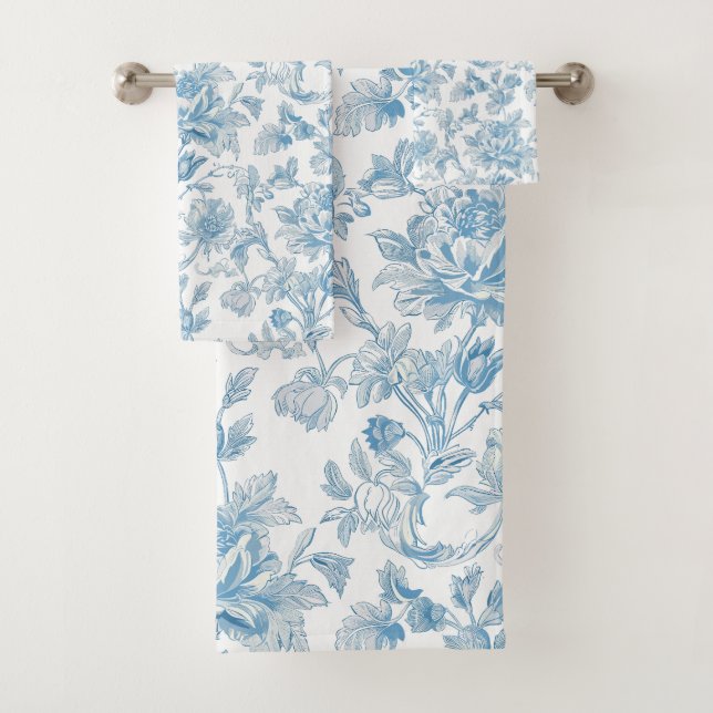 Toile-de-jouy Chinoiseries motif floral bleu (En situation)