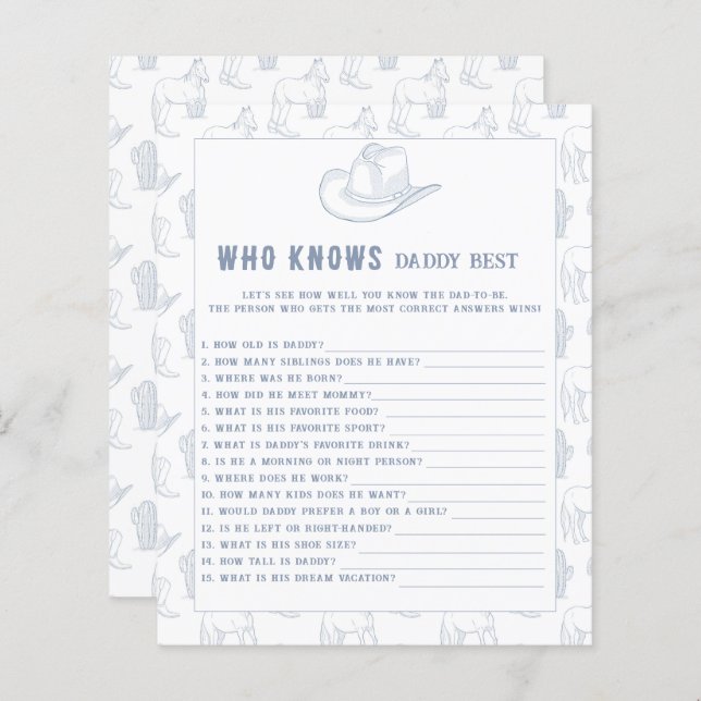 Toile de jouy Cowboy - Qui connaît le meilleur jeu (Devant / Derrière)