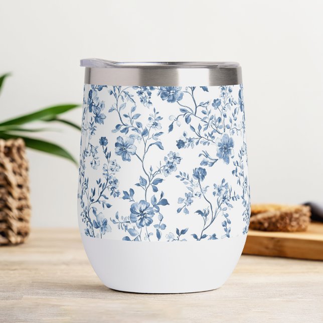 Toile de Jouy Florale Élégante Bleu et Blanc de St (Elegant french toile pattern in blue and white - sophisticated vintage country style for every day!)