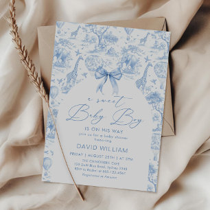Toile de Jouy Safari Baby shower doux Invitation