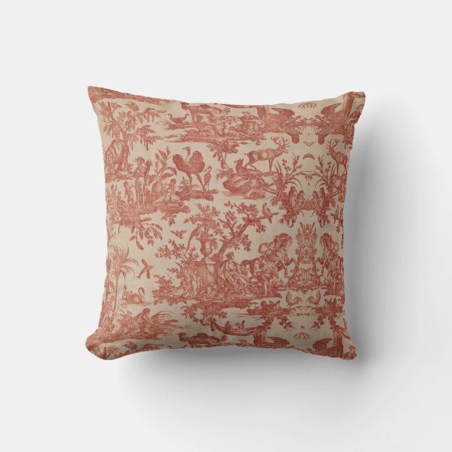 Toile de jouy Vintage Illustration Coussin (Recto)