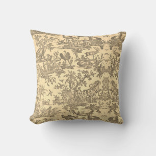 Toile de jouy Vintage Illustration Coussin