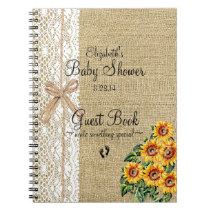 Toile de jute avec le livre d'invité de tournesol