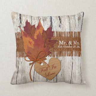 Toile de jute de FAUX, bois, coussin de mariage de