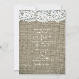 Toile de jute et dentelle Invitations de mariage r