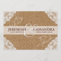 Toile de jute et faire-part de mariage blanc de